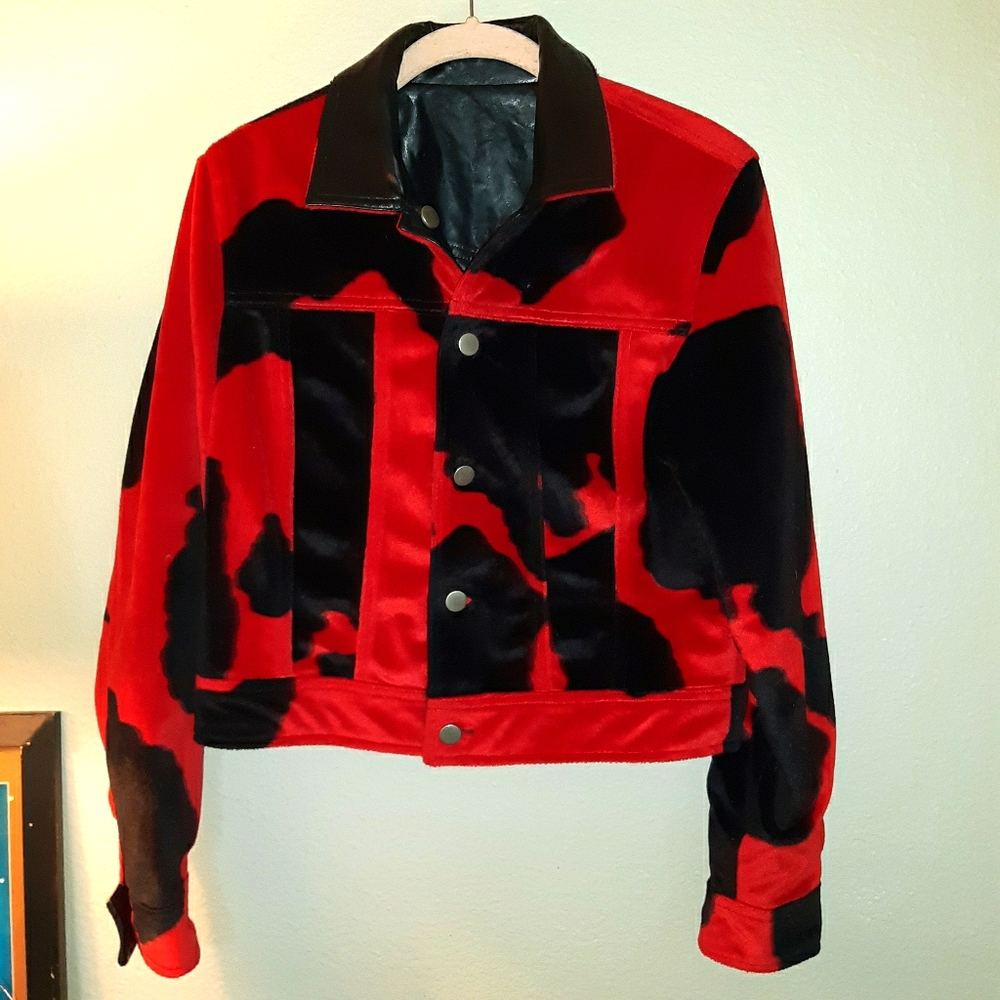 Express Vintage Cow Design Bomber Jacket